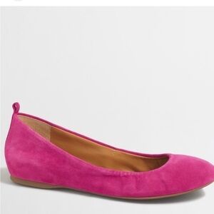J. Crew Hot Pink Suede Ballet Flats